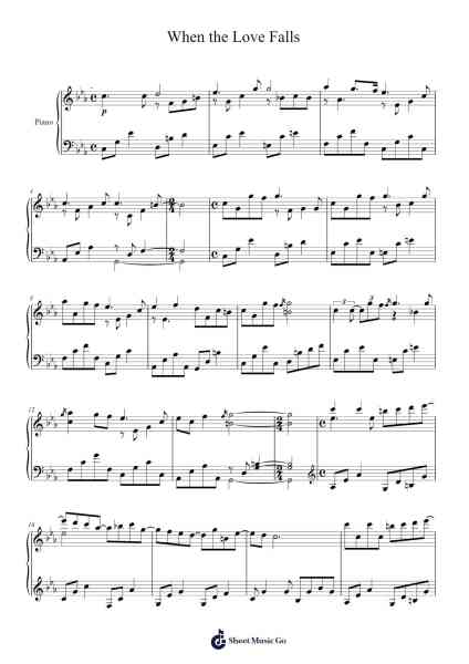 When the Love Falls Sheet Music by Yiruma-Arr.Cookelus