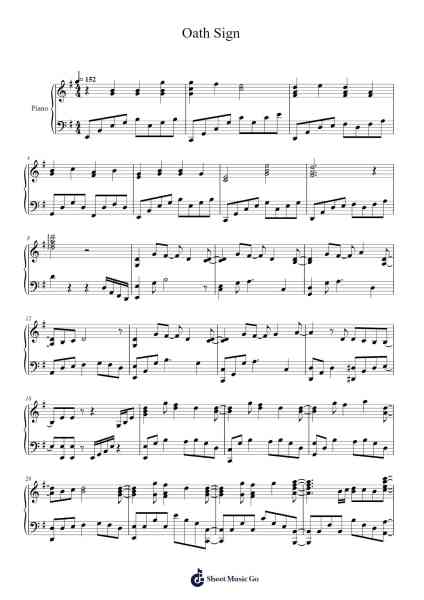 Oath Sign Sheet Music by LiSA-Arr.Virbell