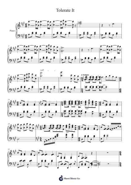 Tolerate It Sheet Music by Taylor Swift-Arr.Croftlitt