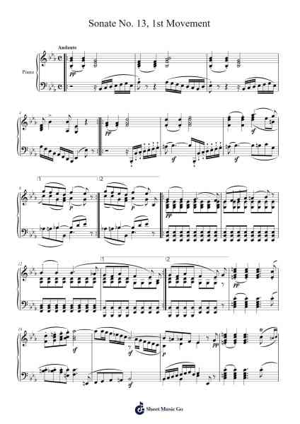 Sonate No. 13 Sheet Music by Ludwig van Beethoven-Arr.Betbur
