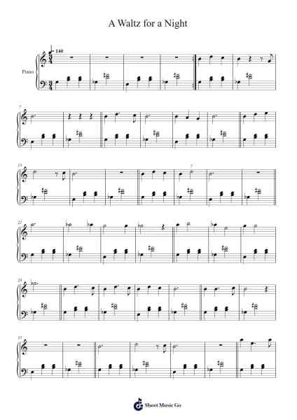 A Waltz for a Night Sheet Music by Julie Delpy-Arr.Corvan Hewkins