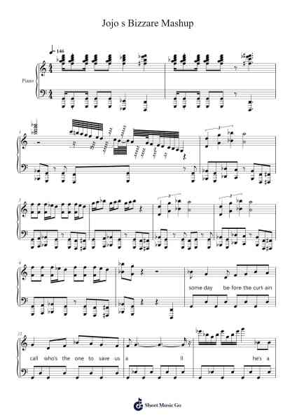 Jojo s Bizzare Mashup Sheet Music by Yugo Kanno-Arr.Thompze