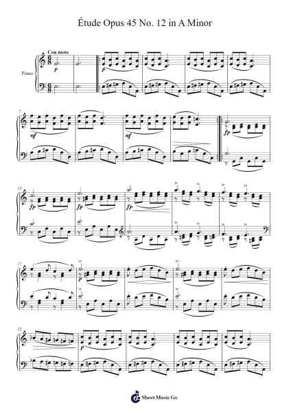 Étude Opus 45 No. 12 in A Minor Sheet Music by Stephen Heller-Arr.Ferholt Vebthan