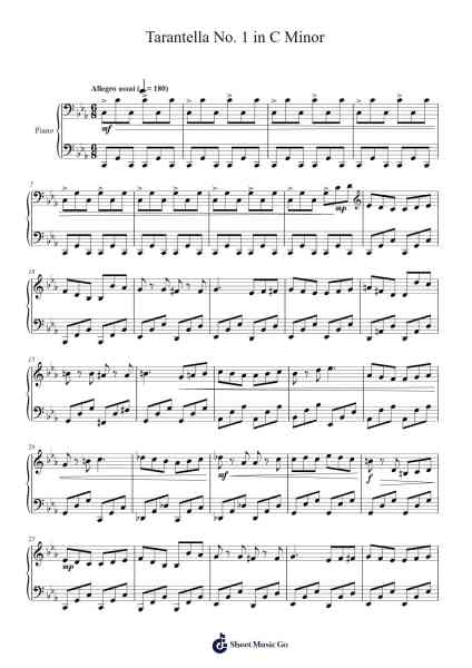 Tarantella No. 1 in C Minor Sheet Music by Cookeda-Arr.Primeg