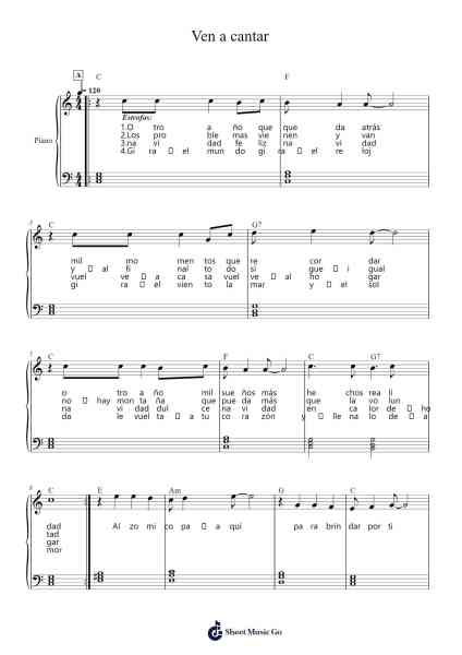 Ven a cantar Sheet Music by daperdomop-Arr.Keatsrid Burnsgo