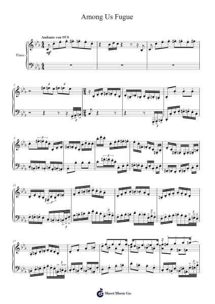 Among Us Fugue Sheet Music by Gileschill Vaugthe-Arr.Davexy Tykins