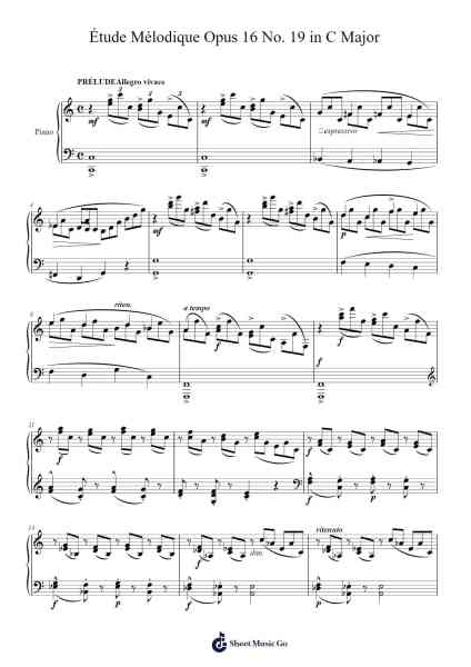 Étude Mélodique in C Major, Op. 16, No. 19 Sheet Music by Stephen Heller-Arr.Launor