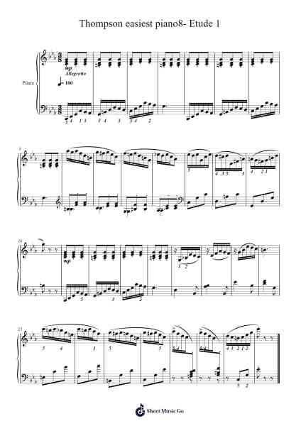 Thompson easiest piano8- Etude 1 Sheet Music by John Thompson-Arr.Sywatt