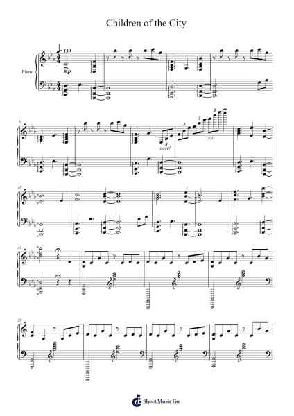 Children of the City Sheet Music by Mili-Arr.Danchloe