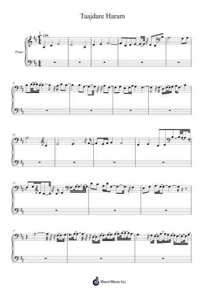 Taajdare Haram Sheet Music by Sabri Brothers-Arr.Elboyce