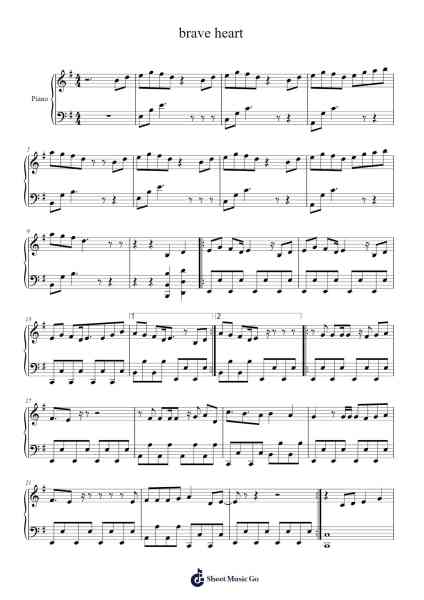brave heart Sheet Music by undefined-Arr.Wanbooth