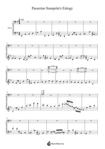 Passerine Sunsprite's Eulogy Sheet Music by Astor Piazzolla-Arr.Boyceke Tourscis