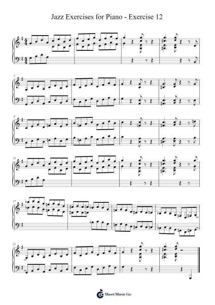 Jazz Exercises for Piano - Exercise 12 Sheet Music by Oscar Peterson-Arr.Tifville