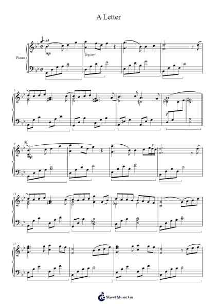 A Letter Sheet Music by Yukie Nishimura-Arr.Myrtours Hihill