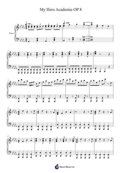 My Hero Academia OP 8 Sheet Music by DISH//-Arr.Twainryl