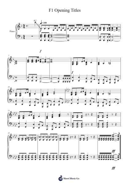 F1 Opening Titles Sheet Music by Bryan Tyler-Arr.Readenee Foxmiles