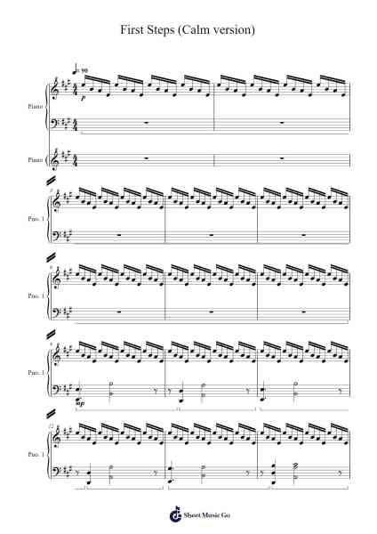 First Steps (Calm version) Sheet Music by Lena Raine-Arr.Huthorne
