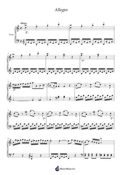 Sonata in C Major, Hob.XVI:1: I. Allegro Sheet Music by Joseph Haydn-Arr.Beague Kinglor