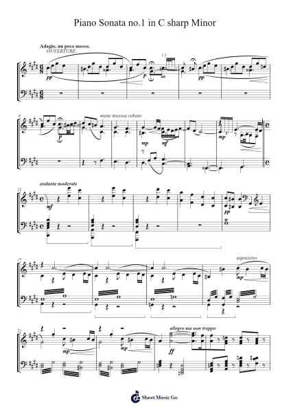 Piano Sonata No. 1 in C Sharp Minor: I. Sheet Music by Pasquale Toscano-Arr.Frebert