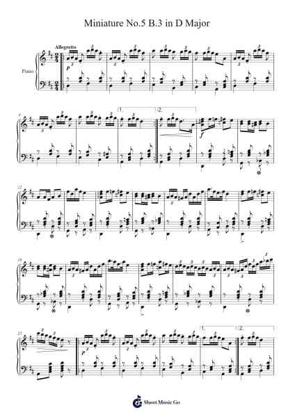 Miniature No.5 B.3 in D Major Sheet Music by Ethan Brown-Arr.Bartrhys Shelcie