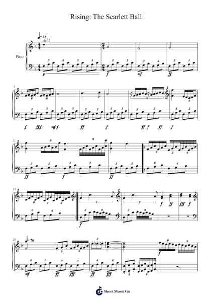 Rising: The Scarlett Ball Sheet Music by -Arr.Raerace