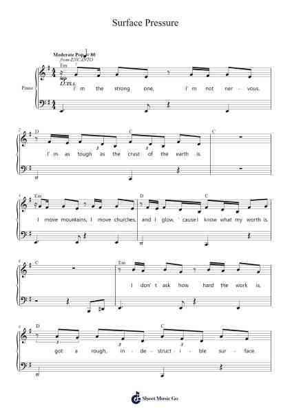Surface Pressure Sheet Music by Lin-Manuel Miranda-Arr.Dilliz Woolfsil