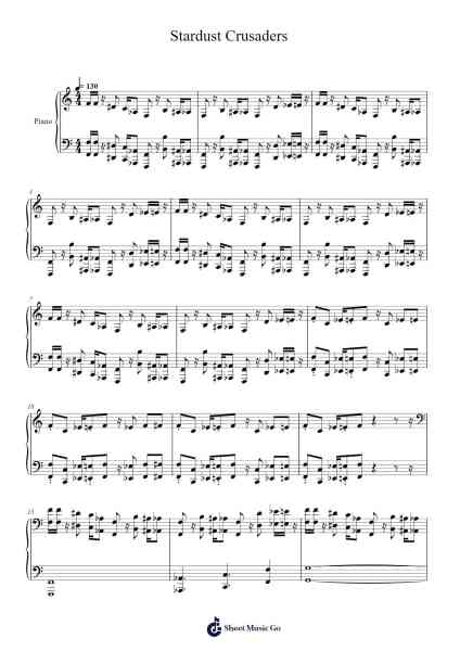 Stardust Crusaders Sheet Music by undefined-Arr.Heca