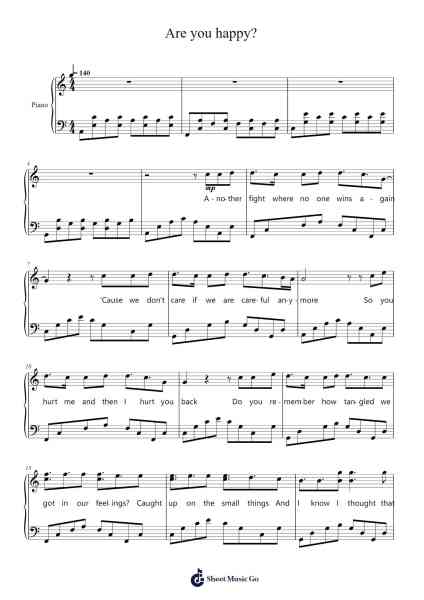 Are you happy? Sheet Music by SHY Martin-Arr.Wheatmia