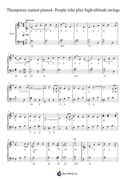 Thompsons easiest piano4- People who play high-altitude swings Sheet Music by John Thompson-Arr.Noelje