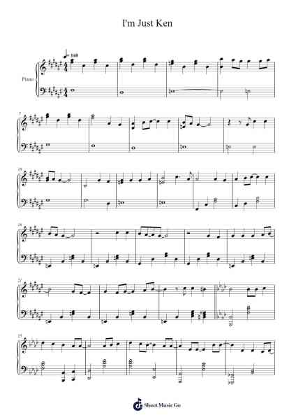 I'm Just Ken Sheet Music by Ryan Gosling-Arr.Jounic Beauback