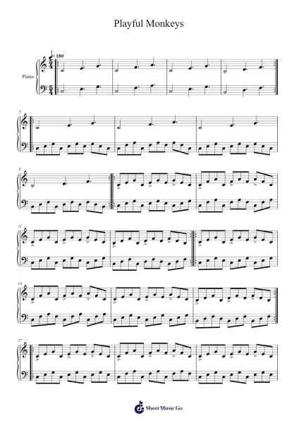 Playful Monkeys Sheet Music by Pullbush-Arr.Brookecher Nicksie