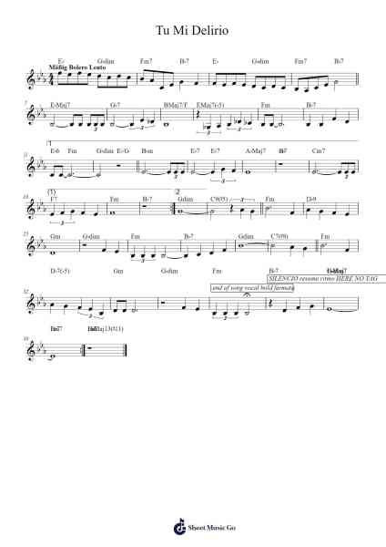 Tu Mi Delirio Sheet Music by Cesar Portillo de la Luz-Arr.Jamesreau