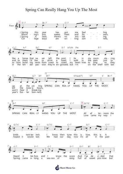 Spring Can Really Hang You Up the Most Sheet Music by Thomas Wolf-Arr.Phisan Lionelphy