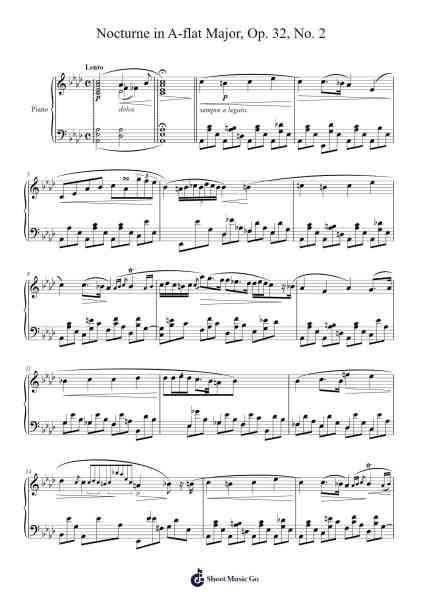 Nocturne in A-flat Major, Op. 32, No. 2 Sheet Music by Frédéric Chopin-Arr.Deirmand