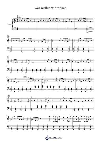 Was wollen wir trinken Sheet Music by Misc Traditional-Arr.Corjeames
