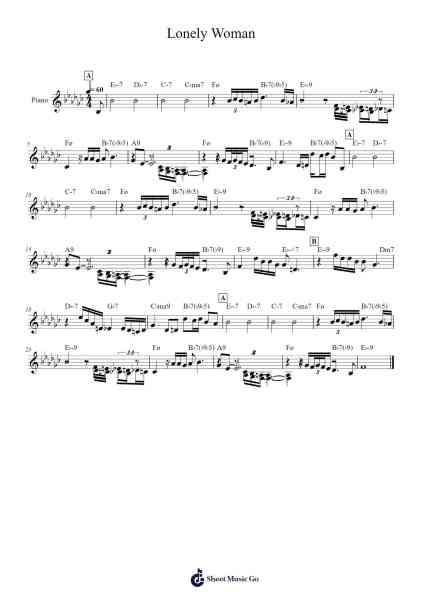Lonely Woman Sheet Music by Horace Silver-Arr.Sibylmos Fordridge