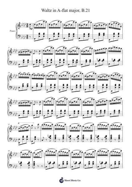 Waltz in A-flat Major, B.21 Sheet Music by Frédéric Chopin-Arr.Saske