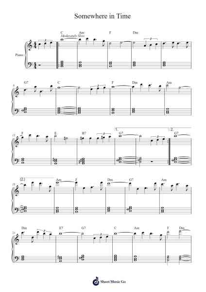 Somewhere in Time Sheet Music by John Barry-Arr.Hyva Viory