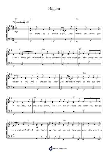 Happier Sheet Music by 周杰倫-Arr.Maugvia Browninglogg