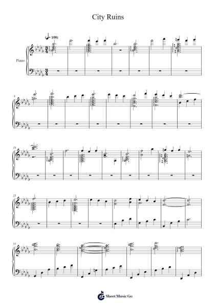 City Ruins - NieR Automata Piano Collections Sheet Music by undefined-Arr.Vindiah Jeanvis