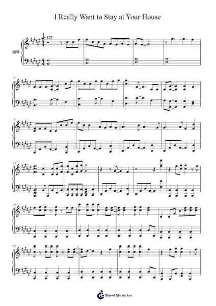 I Really Want to Stay At Your House Sheet Music by Rosa Walton-Arr.Ruthmie