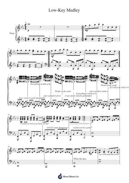 Low-Key Medley Sheet Music by Imagine Dragons-Arr.Gillnise