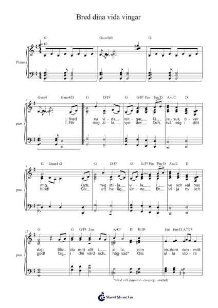 Bred dina vida vingar Sheet Music by Vidar Fagerjord Harboe-Arr.Fitzjim