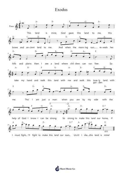 Exodus Sheet Music by Ernest Gold-Arr.Yvettenat Iveshall
