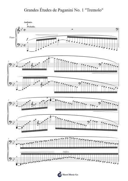 Grandes Études de Paganini No. 1 "Tremolo" Sheet Music by Franz Liszt-Arr.Campbriel