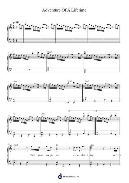 Adventure Of A Lifetime Sheet Music by Coldplay-Arr.Hillian