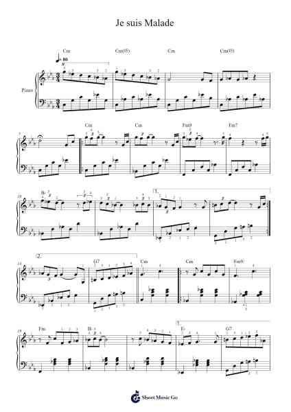 Je suis Malade Sheet Music by Serge Lama/Alice Dona-Arr.Bettiane Rexpoe