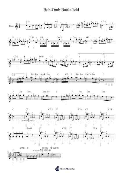 Bob-Omb Battlefield Sheet Music by Koji Kondo-Arr.Jefgiles Greren