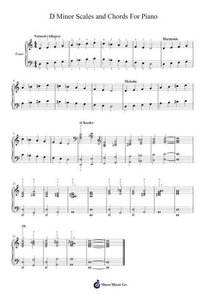 D Minor Scales and Chords For Piano Sheet Music by Marcus Daitch-Arr.Bridrian