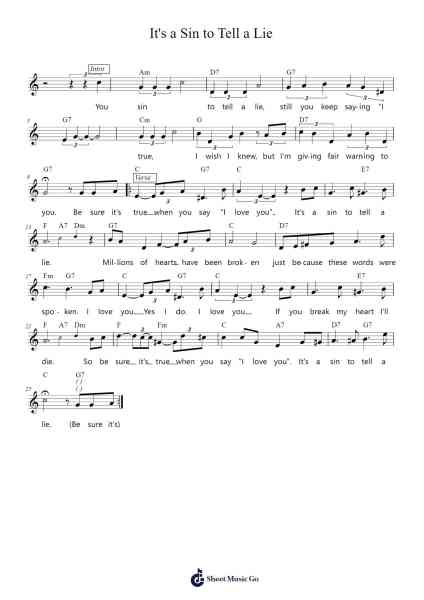 It's a Sin to Tell a Lie Sheet Music by Billy Mayhew-Arr.Greydre Keithburne